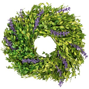 Northlight Purple Lavender and Green Foliage Artificial Spring Wreath - 11" - Unlit - 1 of 4