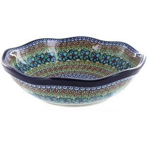 Blue Rose Polish Pottery 273 Ceramika Artystyczna Large Scallop Bowl - 1 of 3
