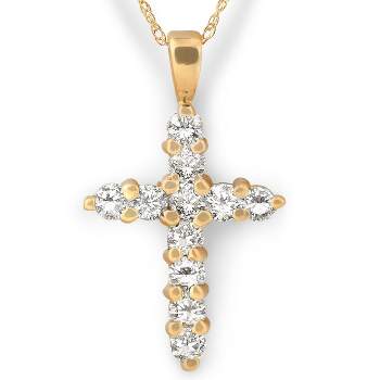 Pompeii3 1/2ct Yellow Gold Diamond Cross Pendant 10k Yellow Gold Womens Necklace