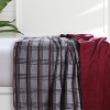 Tribeca Living Plaid Cotton Acrylic Reversible Blanket Deep Red - 2 of 4