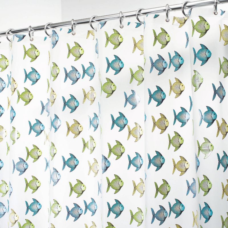 iDESIGN 72&#34;x72&#34; Fishy Shower Curtain Blue/Green, 5 of 6