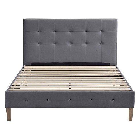 Wood Slat Support Queen Peyton Steel, Platform Bed Frame With Fabric Headboard