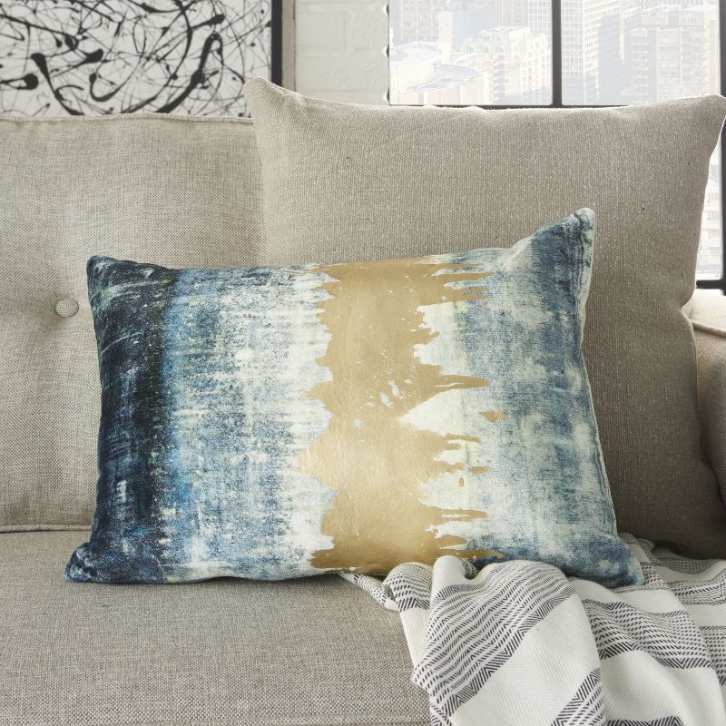 Mina Victory Luminecence Metallic Ombre Strip Teal Throw Pillow - 14"X20", 6 of 7