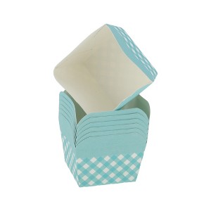 Unique Bargains Cupcake Liners Large Square Cup Checkered Pattern Machine Compatible Disposable Laminated Paper 2.36"x2.36"x1.97" 50 Pcs - 1 of 4