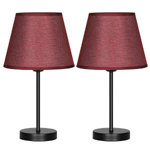 Oumilen Modern Metal Bedside Black Table Lamp with Red Shade, Set of 2 - 1 of 1
