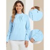 Allegra K Women's Business Casual Stand Collar Chiffon Long Sleeve Blouse - 2 of 4