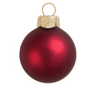 Northlight Matte Finish Glass Christmas Ball Ornaments - 2.75" (70mm) - Bordeaux Red - 12ct - 1 of 2