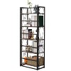 VECELO Folding Bookshelf, 5 Shelf Folding Bookcase, Industrial Metal Freestanding Shelves Rack Organizer for Living Room or Bedroom, Brown - 2 of 4