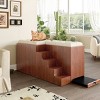 56'' Dog Crate Furniture Bench for Small Medium Dogs with Sliding Barn Door, Pet Stairs & Cushion Seat, Modern Kennel End Table-3irtyhousy - 3 of 4