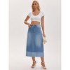 INSPIRE CHIC Women's Denim High Waist Spring Causal Panel Hem A-Line Maxi Jean Skirts - 3 of 4