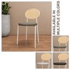 LeisureMod Velvet Dining Chair Rattan Back Side Chair Comfortable Kitchen Chair with Stainless Steel Base Euston Collection - 4 of 4