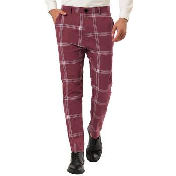 Lars Amadeus Men's Classic Fit Flat Front Business Work Prom Striped Pants  Red White 28 : Target