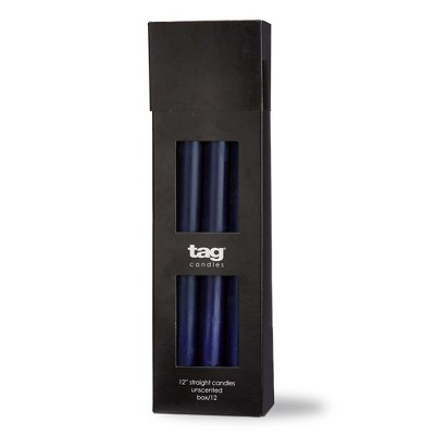 tag Color Studio 12" Navy Blue Straight Candles - Set of 12