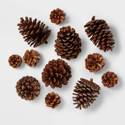 12ct Cinnamon Scented Pinecone Decorative Filler Natural/Glitter - Wondershop™