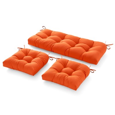 ARTPLAN 3 Pieces Outdoor Chair Cushions Clearance with Ties,44x19x5 Inches,1 Love seat &2 U-Shape Tufted Patio Bench Cushions for Outdoor Furniture