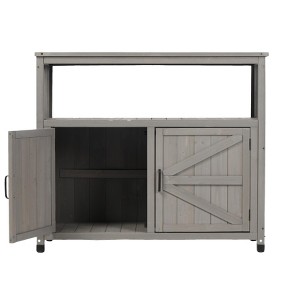 Aghana Digitals Cedar Wood Slatted Sideboard with Storage Cabinet - Multi-Purpose Outdoor/Indoor - 1 of 4