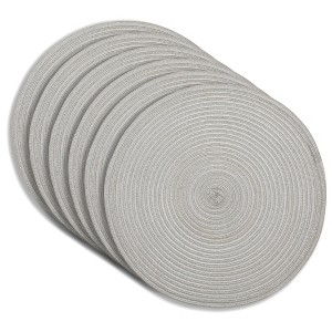 Dainty Home Lurex 15" Round Woven Placemats Set of 6 - Reversible & Non-Slip Table Mats - 1 of 3