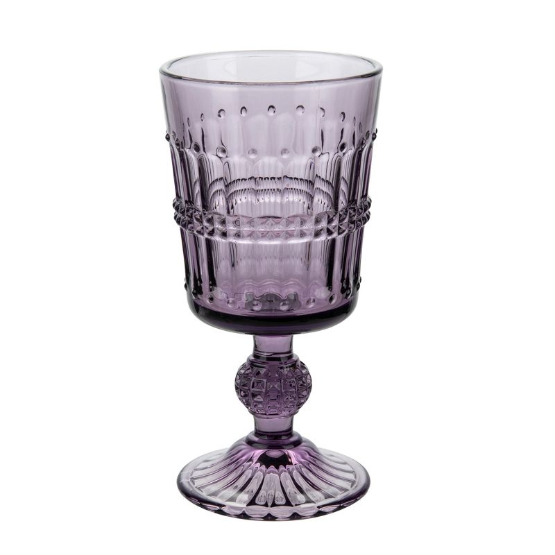 American Atelier Vintage Beaded Wine Glasses Set of 4, 9 oz Wine Goblets Vintage Style Glassware, Water Cups Embossed Design Dishwasher Safe, 5 of 6