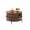 ACEPANO 31.5 in. W Flip-Top Round Coffee Table with Sturdy Metal Frame, Sliding Doors & Hidden Compartment-Brown - 3 of 4
