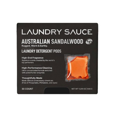 Laundry Sauce Australian Sandalwood Laundry Detergent Pods - 30ct: Paraben-Free, Dye-Free, Box Container