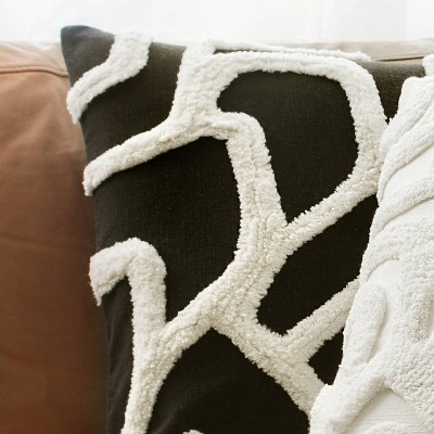 Kobo Black and White Cotton Tufted Square Pillow