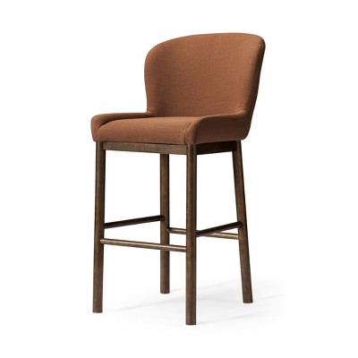 Maven Lane Gia High Back Fabric Bar Stool Height Chair, Aged Brown/Clay
