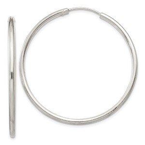 Black Bow Jewelry 2mm, Sterling Silver, Endless Hoop Earrings - 40mm (1 1/2 Inch) - 1 of 4