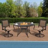 CLIHOME 3-Piece Outdoor Aluminum Dining Set With 2 360° Rotation Chairs & 1 48" Round Woven Dining Table With Umbrella Hole - 2 of 4