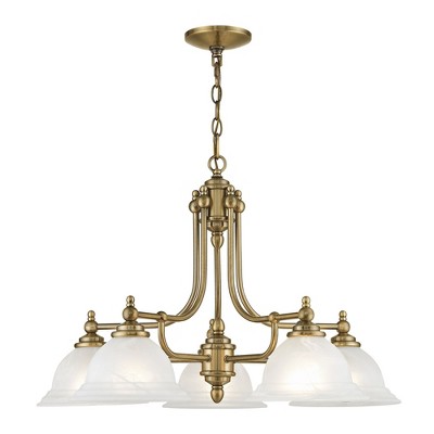 Livex Lighting North Port 5 - Light Chandelier in  Antique Brass