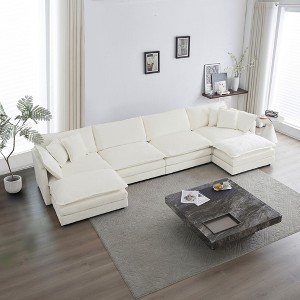NicBex Couches for Living Room Comfort U-Shaped Couch Chenille Modular Large Sectional Sofa with Reversible Chaise and Double Extra Ottomans - 1 of 4
