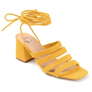 Journee Collection Womens Sevyn Open Square Toe Block Heel Sandals Yellow 7.5 - 1 of 4
