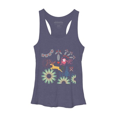 Women's Design By Humans Colorful Christmas Collage  By famenxt Racerback Tank Top