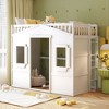 NicBex Twin Size Loft Bed Classic House Shape Pine Bunk Bed Frame with Windows, Ladder and Full Length Guardrail, No Box Spring Required - 2 of 4