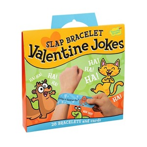 Peaceable Kingdom Valentines Cards for Kids Classroom - Set of 28 Valentines Day Gifts - Jokes Slap Bracelets - 1 of 3