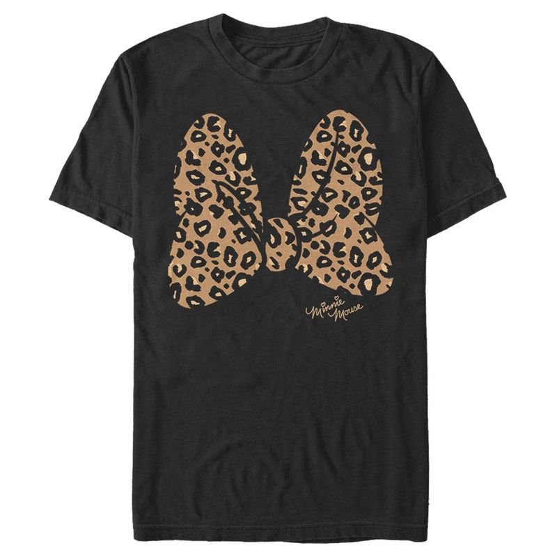 Men's Mickey & Friends Mickey & Minnie Mouse Cheetah Print Bow Signature T-Shirt, 1 of 5