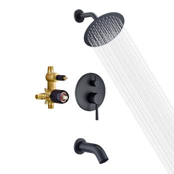Sumerain Tub and Shower Trim Kit with Pressure Balance Valve, Black Shower Faucet with Tub Spout