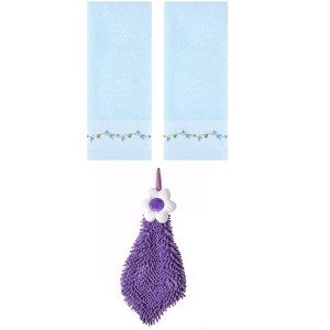 REGALWOVEN 3 Pcs Floral Soft Absorbent Hand Towel for Bathroom Kitchen - 1 of 4