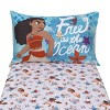 Disney Moana Free as the Ocean Aqua, Purple, Orange, and White Tropical 2 Piece Toddler Sheet Set - Fitted Bottom Sheet and Reversible Pillowcase - 4 of 4