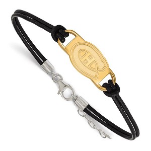 Black Bow Jewelry 14k Yellow Gold Plated Sterling Silver Montreal Canadiens NHL Charm Bracelet 7 Inch - 1 of 3