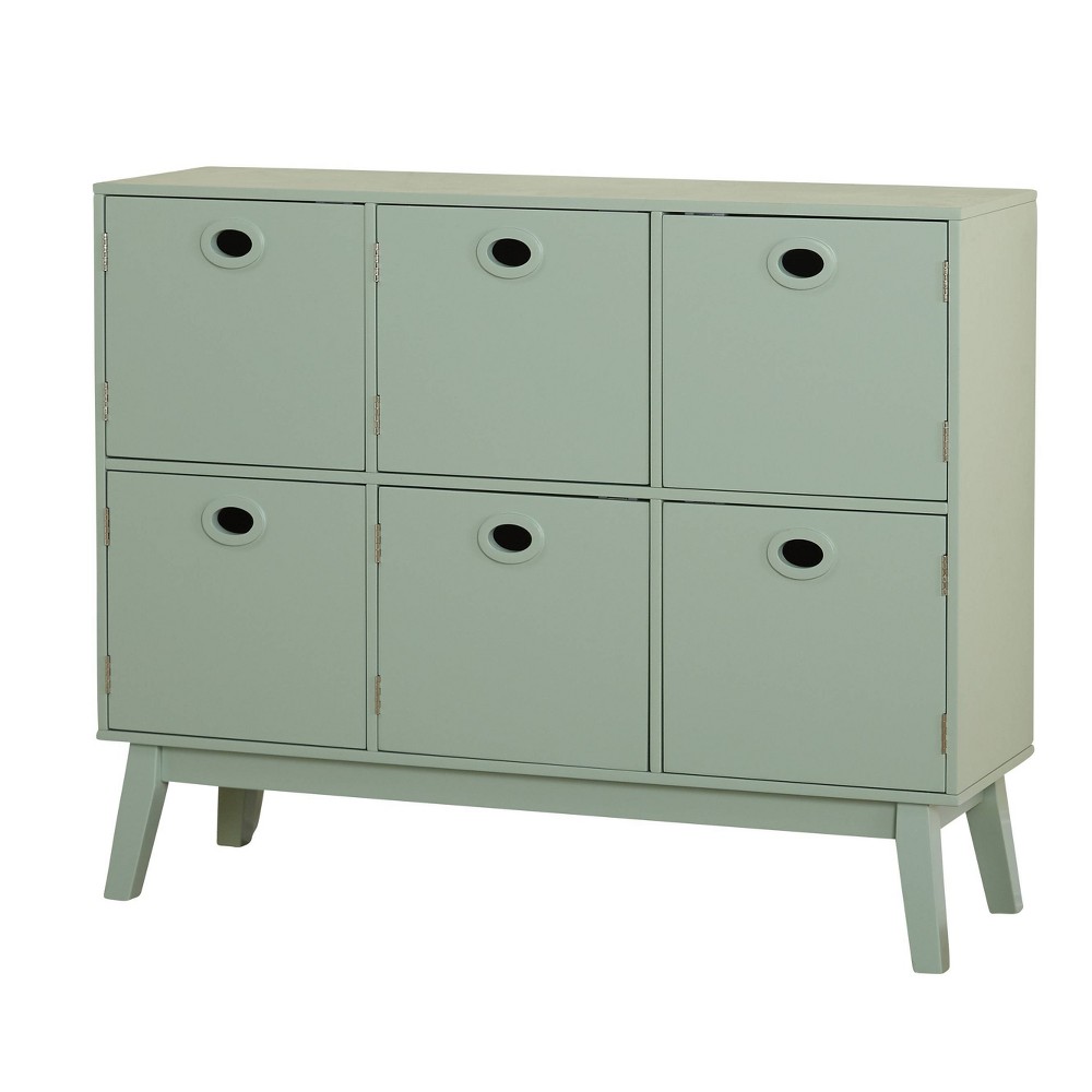 Buylateral Jamie Mid Century Modern Storage Cube Cabinet Mint: Painted MDF, 6-Drawer Wood Composite Dresser, Anti-Tip Hardware Included