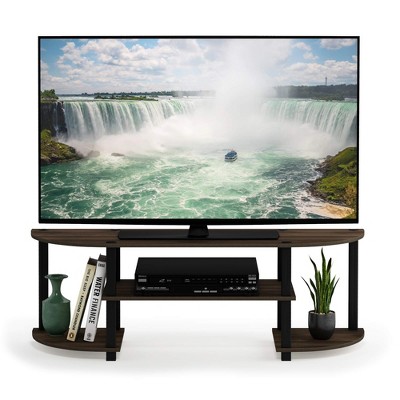 Furinno Wide TV Stand Entertainment Center for TV's up to 55" with Open Bookcases Shelves Columbia Walnut/Black