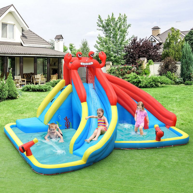 Costway Inflatable Water Slide Crab Dual Slide Bounce House Splash Pool Without Blower, 3 of 11