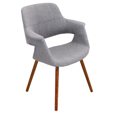 Mid-Century Modern Light Grey Parsons Arm Chair with Walnut Wood Legs