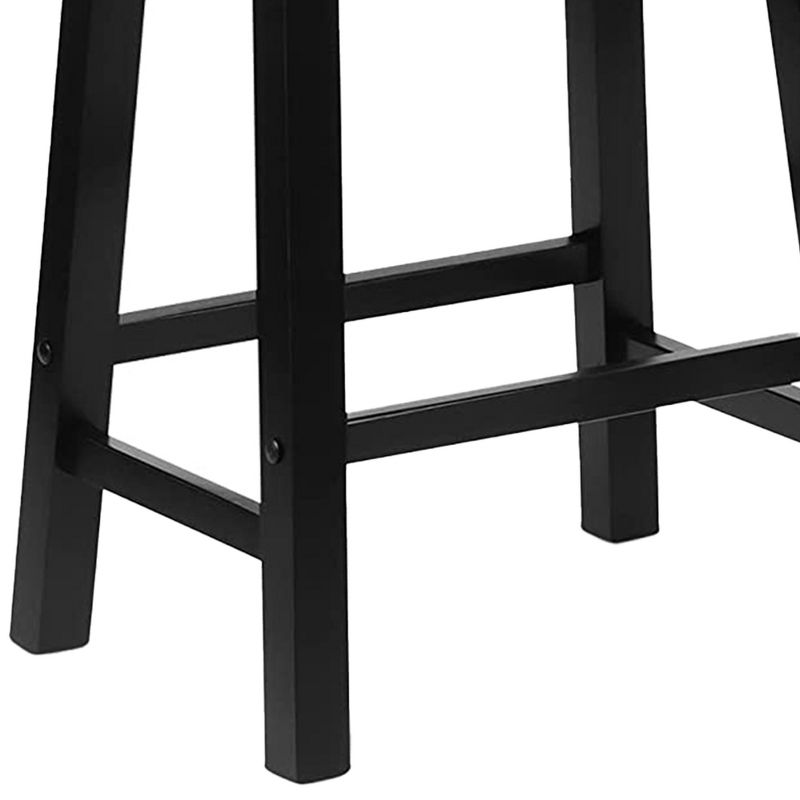 PJ Wood Classic Saddle-Seat 24" Tall Kitchen Counter Stools for Homes, Dining Spaces, and Bars w/Backless Seats, 4 Square Legs, Black (Set of 6), 5 of 7