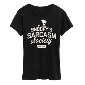 Women's - Peanuts - Snoopy Sarcasm Society Short Sleeve Graphic T-Shirt - 1 of 4