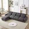 NicBex 126 Inch L-Shaped Corduroy Sectional Sofa with Movable Ottoman,4 Waist Pillows and USB Ports for Living Room,Bedroom,Gray - 2 of 4