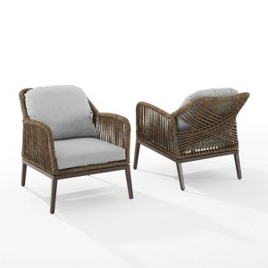 Haven 2pc Outdoor Wicker Armchair Set: Light Gray, Weather-Resistant Cushions - Crosley - 1 of 4
