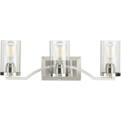Lassiter Brushed Nickel 3-Light Vanity with Clear Glass Shades
