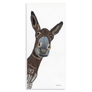 Stupell Industries Donkey Peering Happily Casual Farm Portrait Wall Plaque Art - 1 of 4