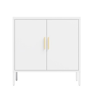 VYNXARIA White Metal Storage Cabinet with Doors and Adjustable Shelves for Home Office Gym - 1 of 4
